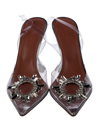 Amina Muaddi PVC Crystal Embellishments Slingback Pumps