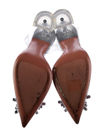 Amina Muaddi PVC Crystal Embellishments Slingback Pumps