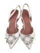 Amina Muaddi Leather Crystal Embellishments Slingback Pumps