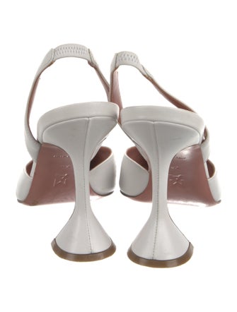 Amina Muaddi Leather Crystal Embellishments Slingback Pumps