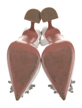 Amina Muaddi Leather Crystal Embellishments Slingback Pumps