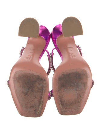 Amina Muaddi Leather Crystal Embellishments Slides