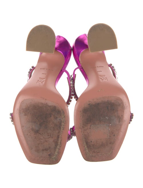 Amina Muaddi Leather Crystal Embellishments Slides