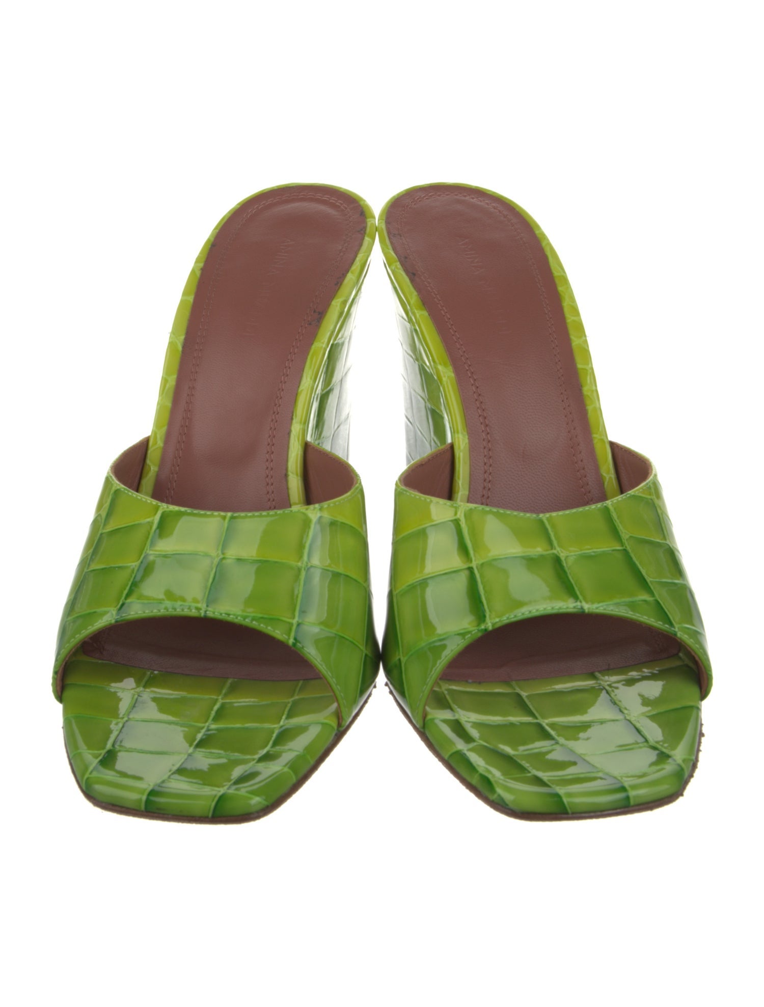 Amina Muaddi Lupita 95 Patent Leather Slides