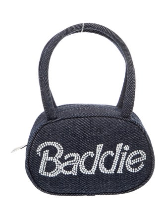 Amina Muaddi Denim Evening Bag