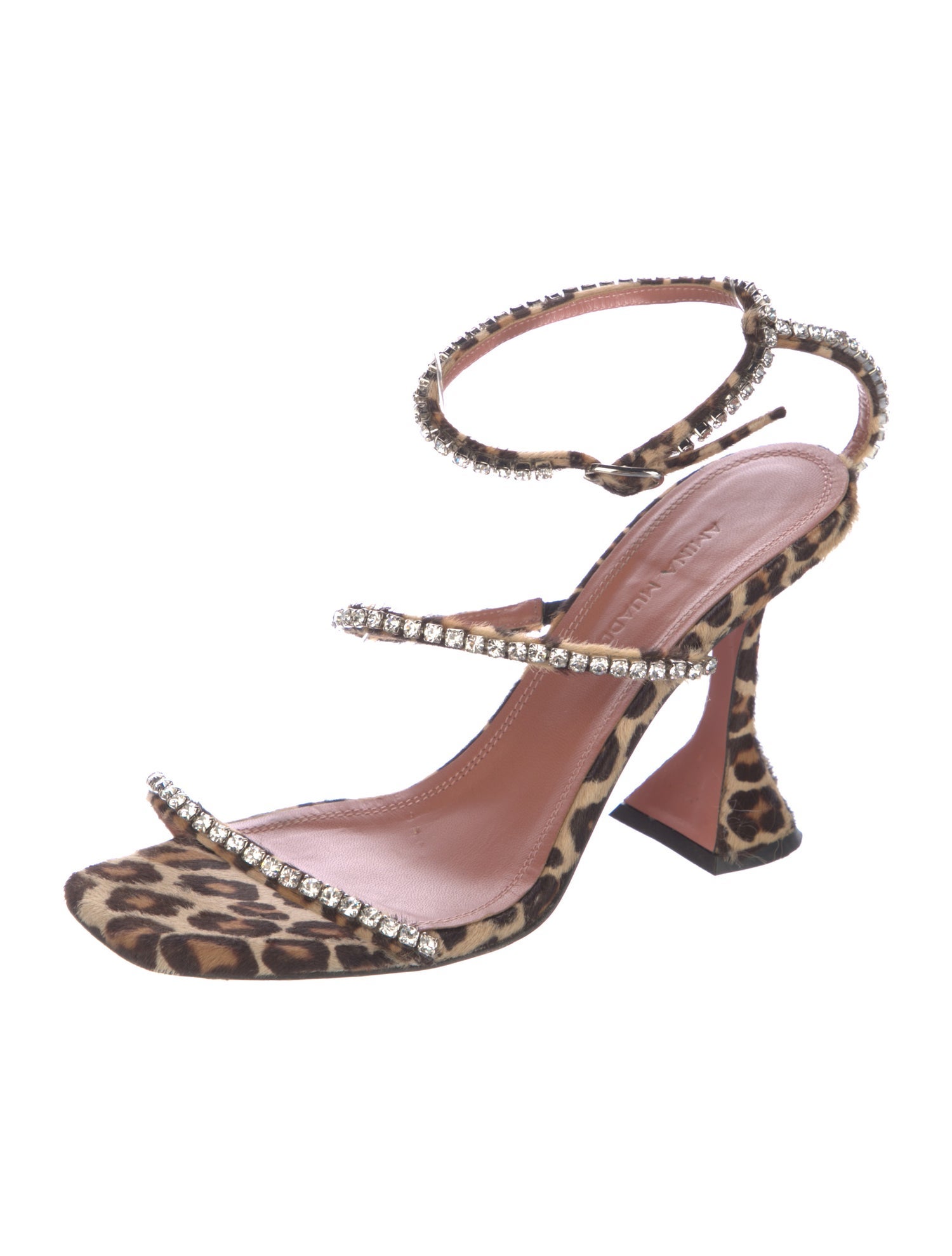 Amina Muaddi Ponyhair Animal Print Sandals