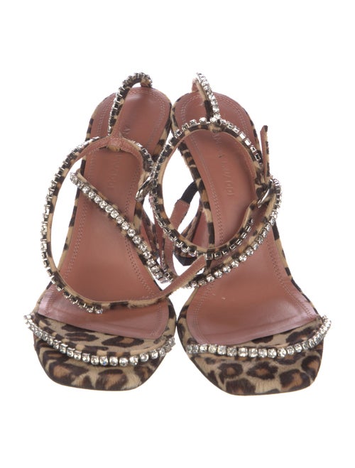 Amina Muaddi Ponyhair Animal Print Sandals