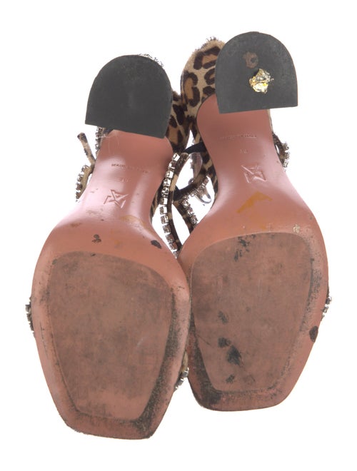 Amina Muaddi Ponyhair Animal Print Sandals