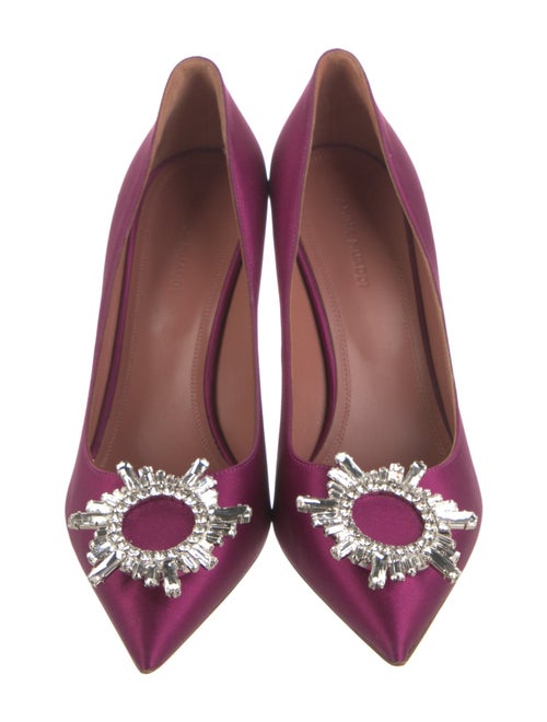 Amina Muaddi Satin Crystal Embellishments Pumps