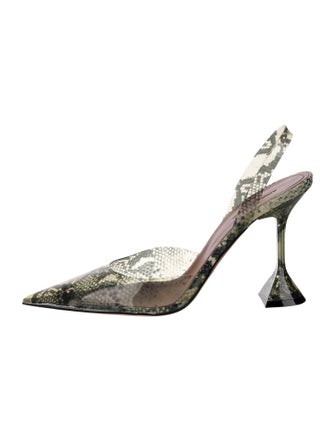 Amina Muaddi PVC Animal Print Slingback Pumps