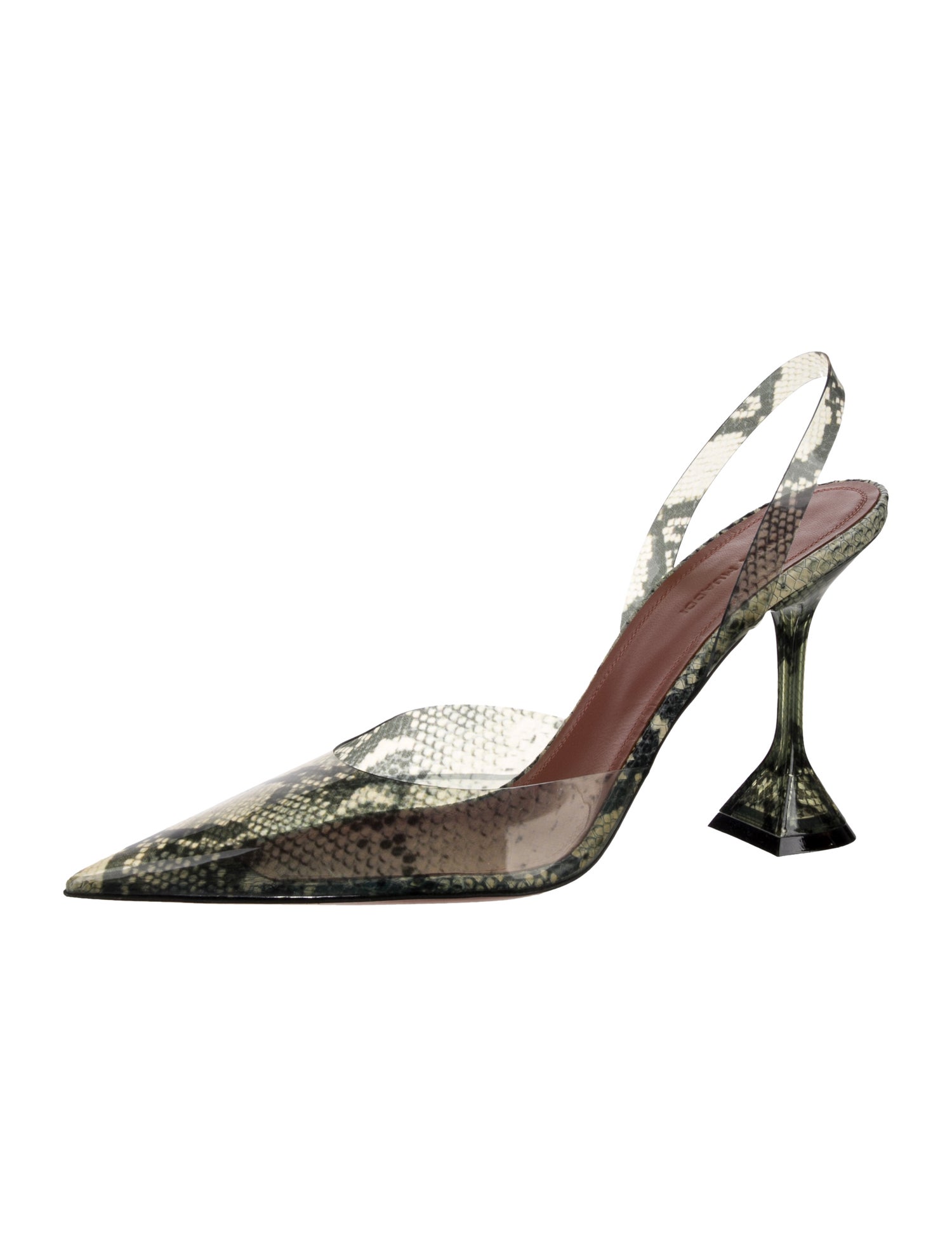 Amina Muaddi PVC Animal Print Slingback Pumps