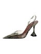 Amina Muaddi PVC Animal Print Slingback Pumps