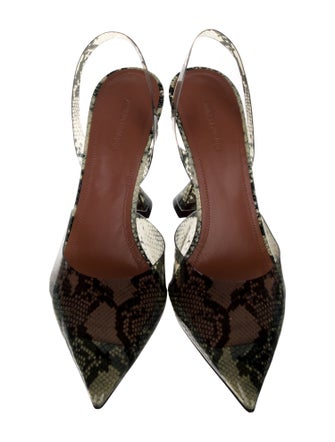 Amina Muaddi PVC Animal Print Slingback Pumps