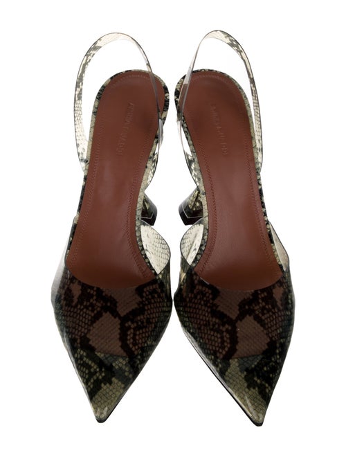 Amina Muaddi PVC Animal Print Slingback Pumps