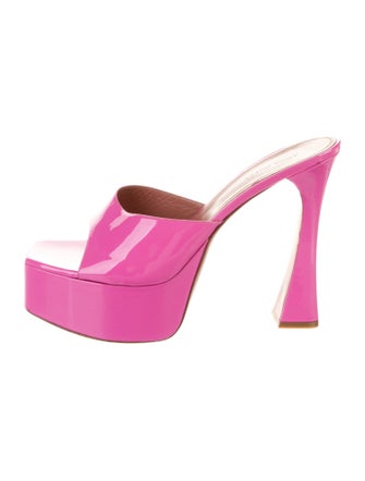 Amina Muaddi Dalida Patent Leather Slides