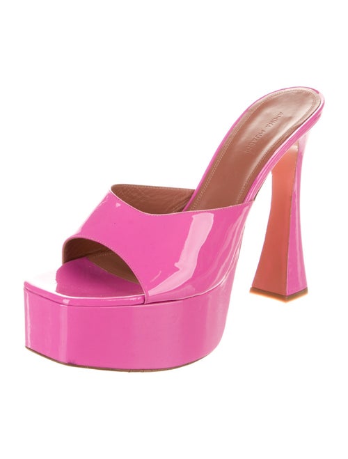 Amina Muaddi Dalida Patent Leather Slides
