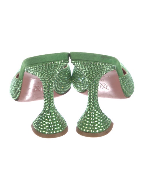 Amina Muaddi Suede Crystal Embellishments Mules