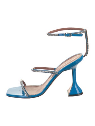 Amina Muaddi Gilda Patent Leather Sandals