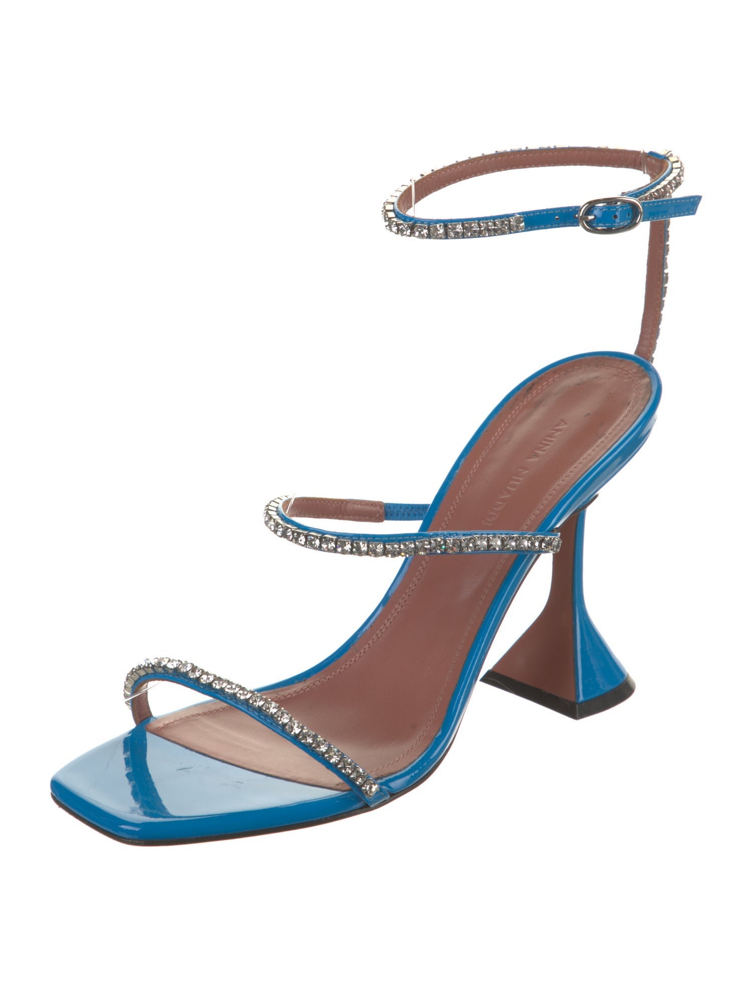 Amina Muaddi Gilda Patent Leather Sandals