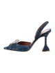 Amina Muaddi Rosie Denim Slingback Pumps