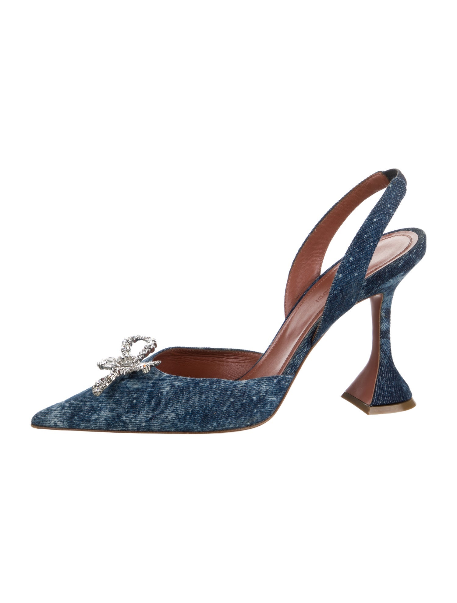 Amina Muaddi Rosie Denim Slingback Pumps