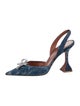 Amina Muaddi Rosie Denim Slingback Pumps
