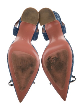 Amina Muaddi Rosie Denim Slingback Pumps