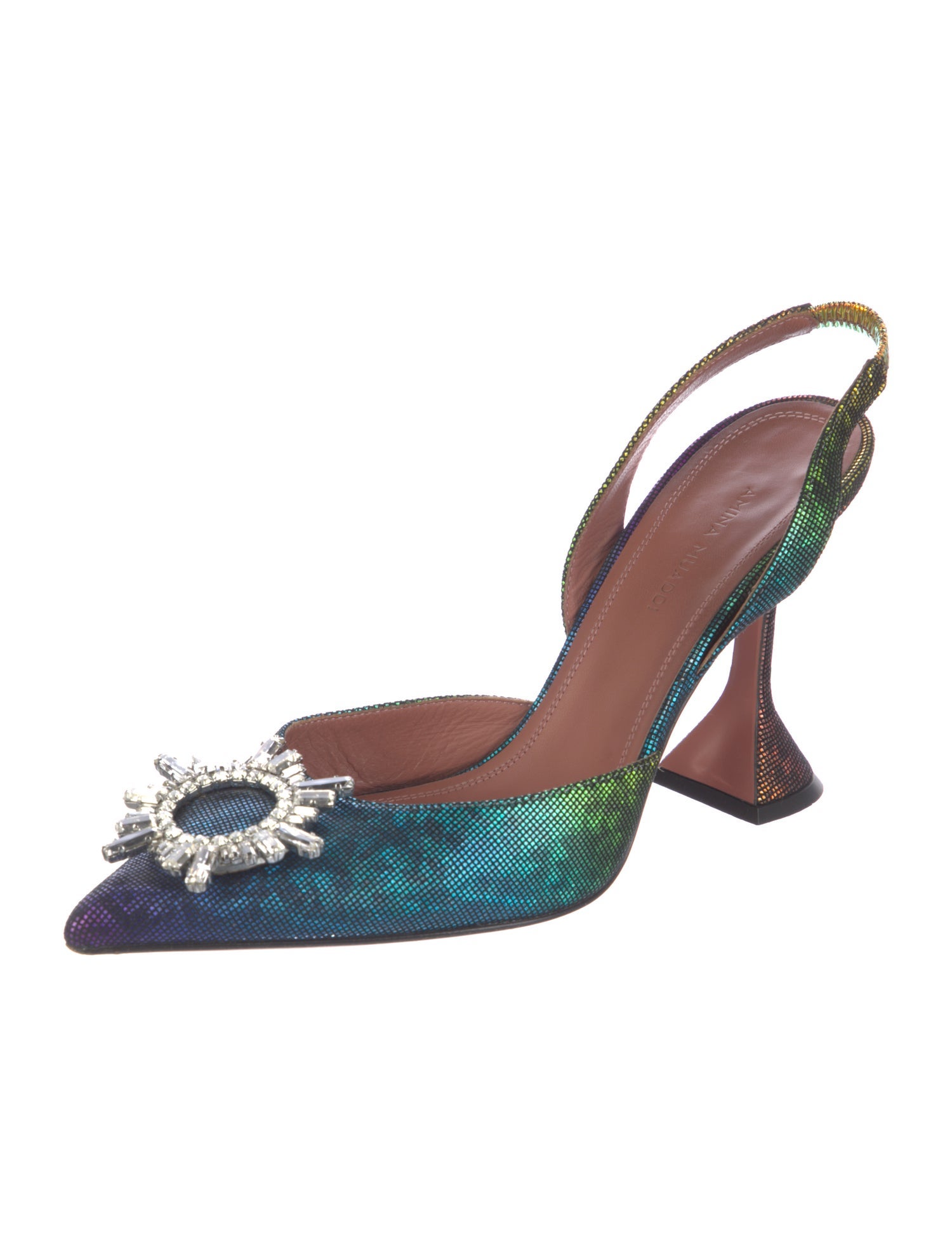 Amina Muaddi Begum Leather Slingback Pumps