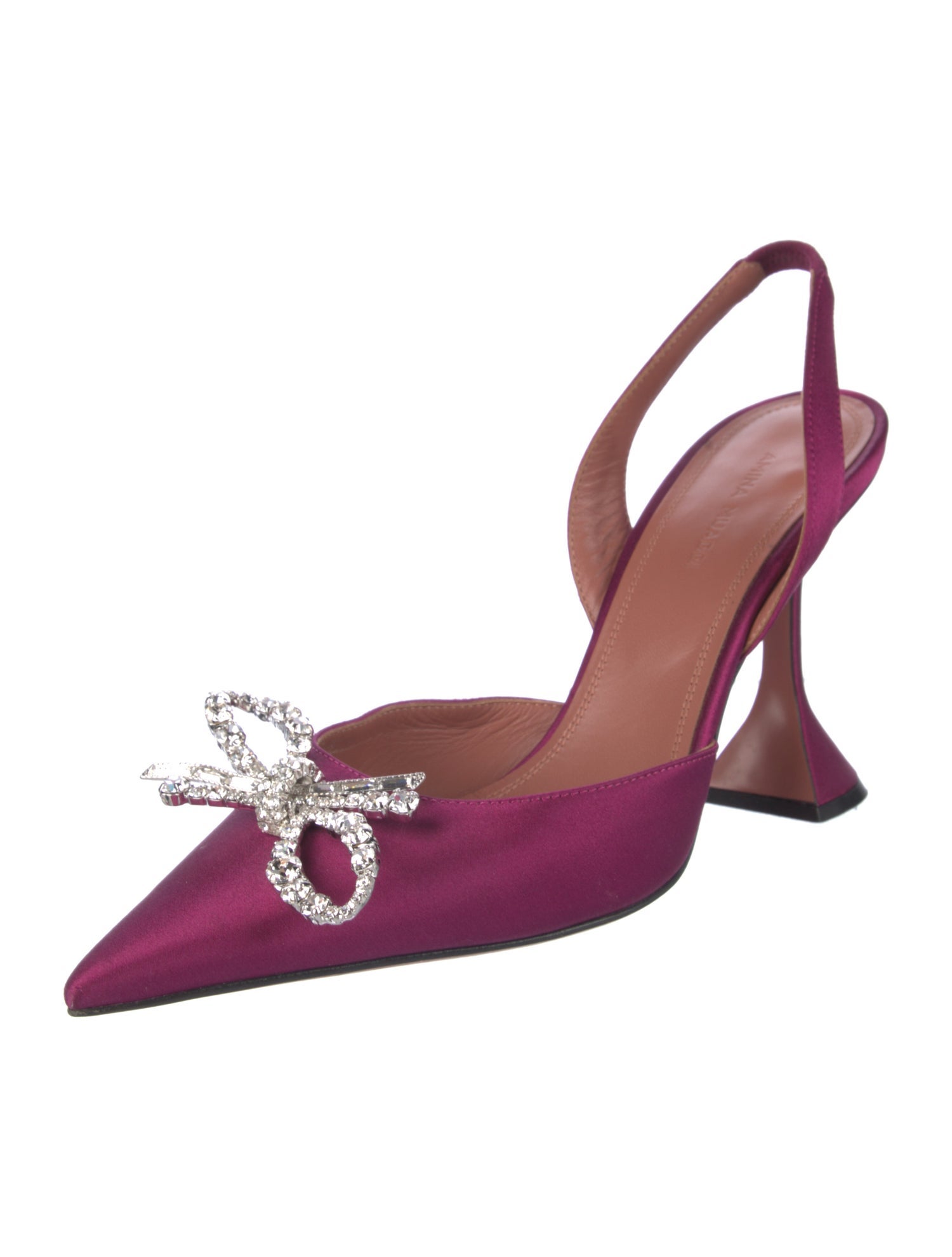 Amina Muaddi Rosie Satin Slingback Pumps
