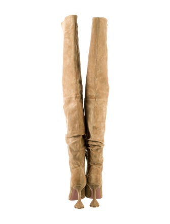 Amina Muaddi Suede Slouch Boots