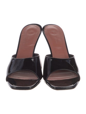 Amina Muaddi Patent Leather Slides