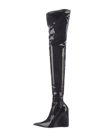 Amina Muaddi Patent Leather Sock Boots