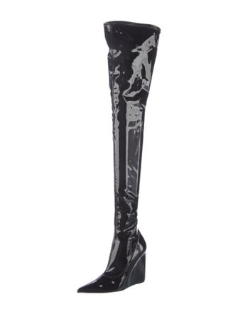 Amina Muaddi Patent Leather Sock Boots
