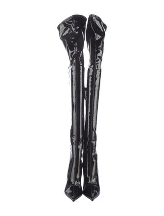 Amina Muaddi Patent Leather Sock Boots