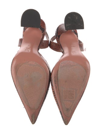 Amina Muaddi Snakeskin Animal Print Slingback Pumps