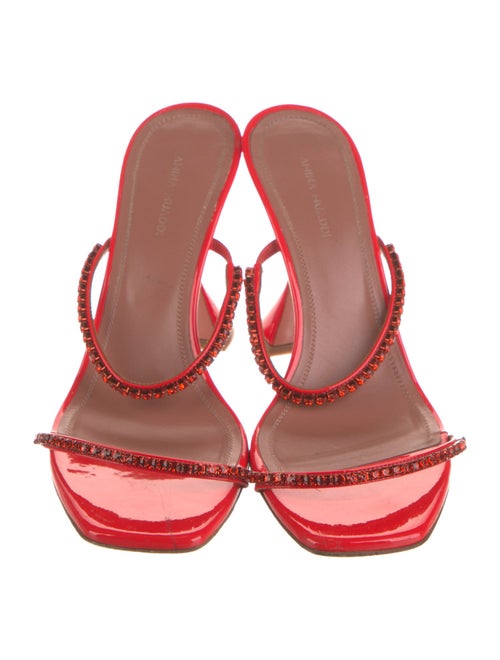 Amina Muaddi Gilda Patent Leather Slides