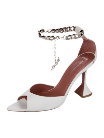 AWGE x Amina Muaddi Leather Chain-Link Accents Sandals