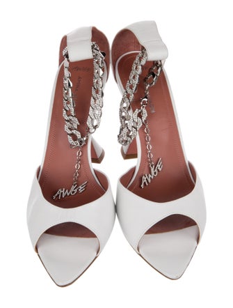 AWGE x Amina Muaddi Leather Chain-Link Accents Sandals