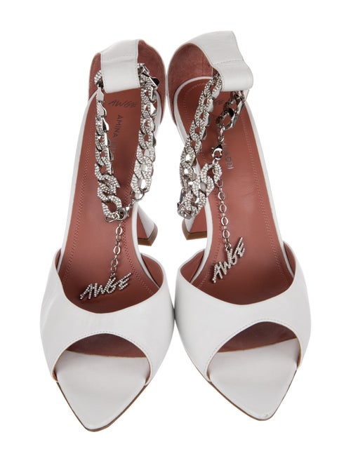 AWGE x Amina Muaddi Leather Chain-Link Accents Sandals