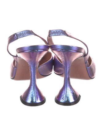 Amina Muaddi Leather Crystal Embellishments Slingback Pumps