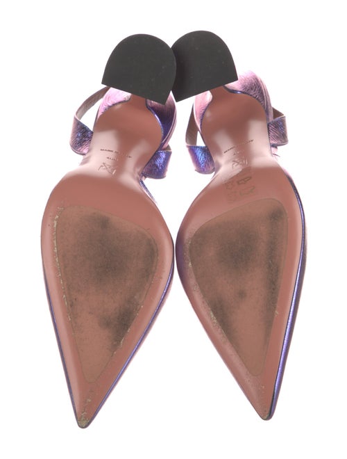 Amina Muaddi Leather Crystal Embellishments Slingback Pumps