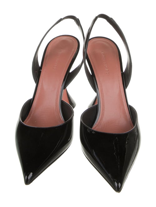 Amina Muaddi Holli Patent Leather Slingback Pumps