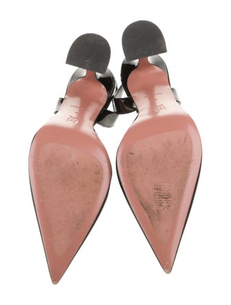 Amina Muaddi Holli Patent Leather Slingback Pumps