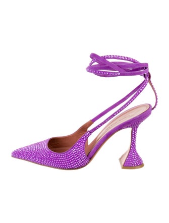 Amina Muaddi Crystal Embellishments Slingback Pumps