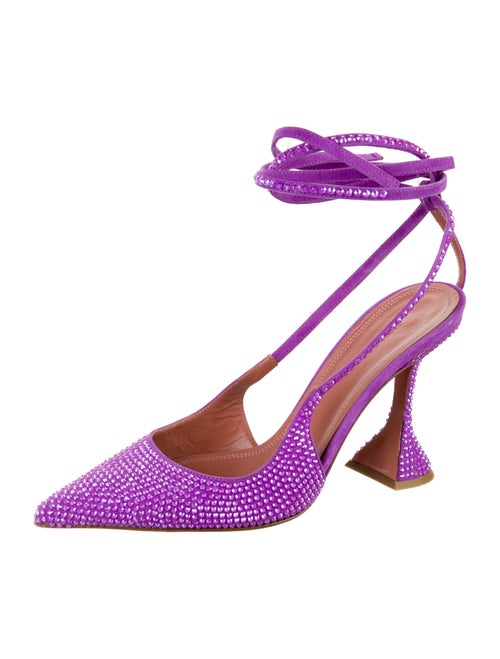 Amina Muaddi Crystal Embellishments Slingback Pumps
