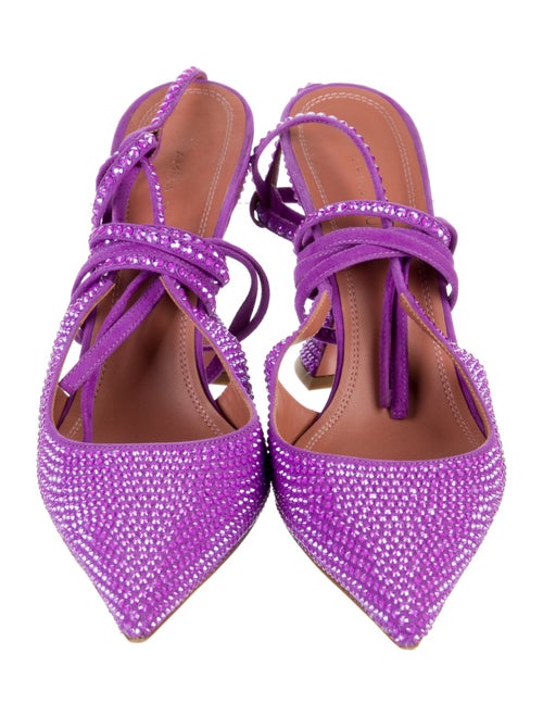 Amina Muaddi Crystal Embellishments Slingback Pumps