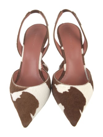 Amina Muaddi Ponyhair Animal Print Slingback Pumps