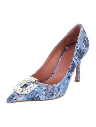 Amina Muaddi Camelia 90 Tweed Pumps