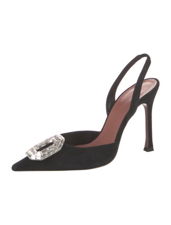 Amina Muaddi Camelia Satin Slingback Pumps