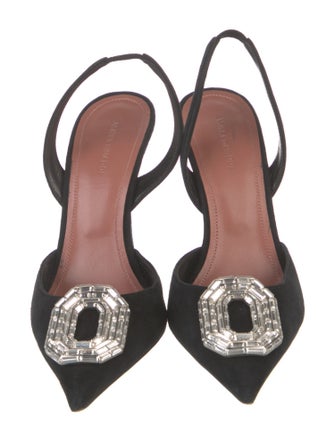 Amina Muaddi Camelia Satin Slingback Pumps